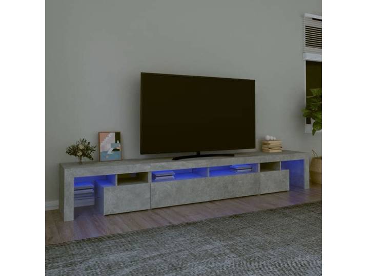 Bonne qualité - Armoire TV avec lumières LED Gris béton 260x36 5x40 cm - Buffet télévision/Banc TV DECO M3236604