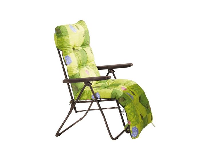 Gartenmöbel mit lackiertem Stahlrohrgestell und Federbespannung, Grün, Relax-Sessel mit Auflage