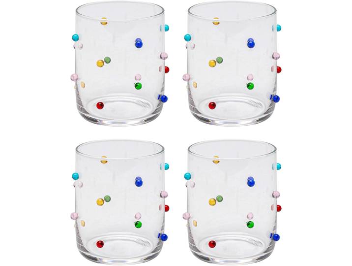 Glas KARE DESIGN Party Dots , bunt (mehrfarbig), B:8,1cm H:8,8cm, Glas, Trinkgefässe, Glas, Cocktail-, Wasser- oder Weinglas