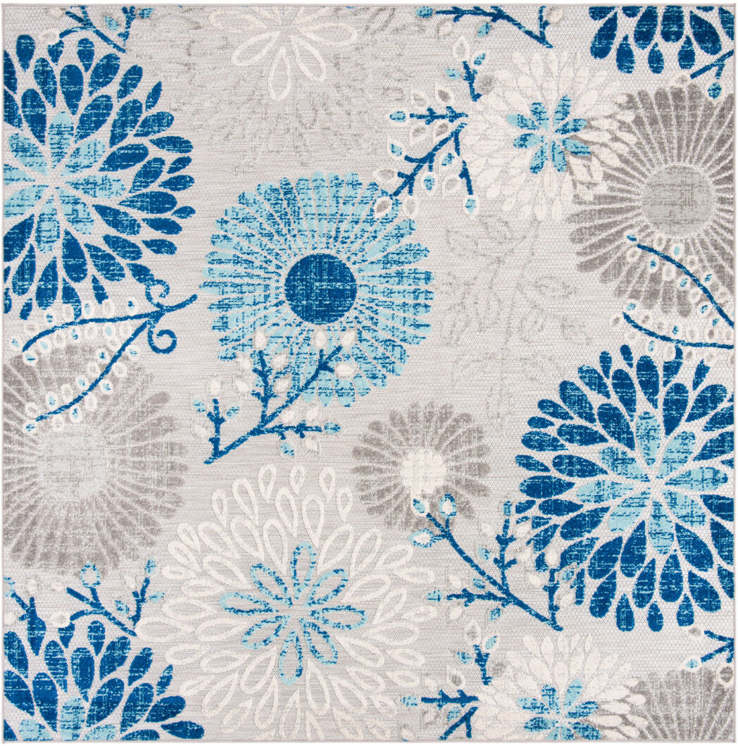Blue Elephant Kellems Indoor/Outdoor Grey/Royal Blue Rug Gray Square 122cm