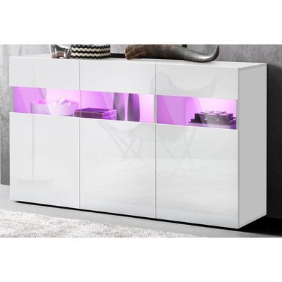 Sideboard OTTO HOME, weiß (weiß, weiß hochglanz), B:130cm H:81cm T:40cm, Sideboards, Sideboard, Kommode mit 3 Türen, Breite 130 cm, ohne Beleuchtung