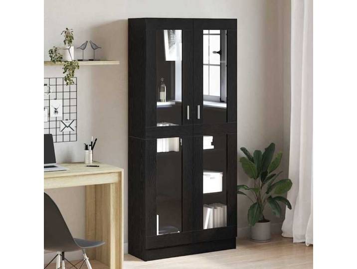 (ON SALE)Armoire de Rangement MEUBLE ETAGERE - Bibliothèque - Chêne noir - 82.5x30.5x185 cm Bois d'ingénierie EU982119