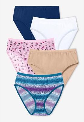 Plus Size Women's Hi-Cut Cotton Brief 5-Pack by Comfort Choice in Multi Butterfly Pack (Size 7)