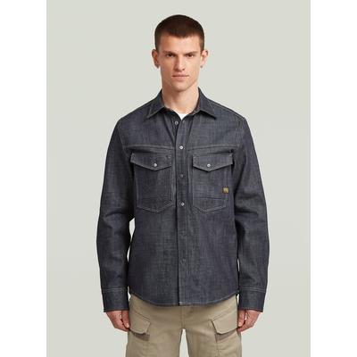 Langarmshirt G-STAR "Dakota Regular Selvedge Hemd", Herren, Gr. XL, blau (raw denim), Denim/Jeans, Obermaterial: 100% Baumwolle, Shirts Langarmshirt