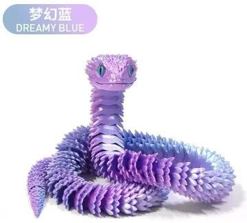 Uplift Picks Luminous 3D Printed Articulated Snake Toy For Flexible Fun Desktop Display dreamy Blue (60 Cm)