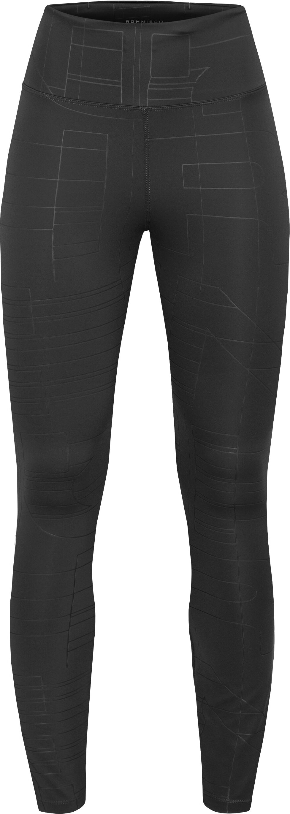 Röhnisch Women's Logo Effect High Waist Tights Black Logo Emboss XS