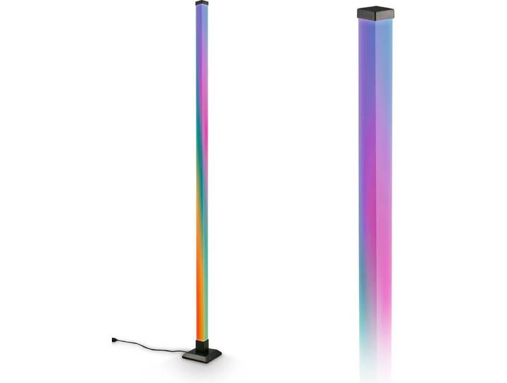 LED Stehlampe mit Fernbedienung, Stehleuchte Dimmbar Fernbedienung RGBIC Warmweiß Musikfunktion, Gaming Lampe, Party Deko, Gaming Deko, 150cm, schw