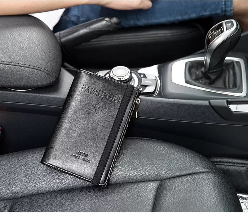 INF Porte-passeport mince avec blocage RFID, Organisateur de voyage multifonctionnel Le noir