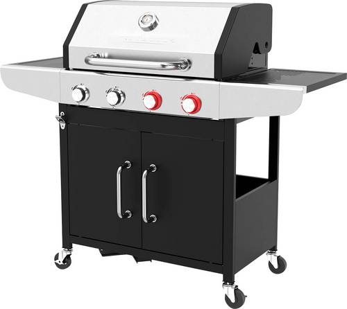 Profi Cook PC-GG 1311 Gas Gas-Grill 4 Brenner, Thermometer im Deckel Schwarz, Edelstahl