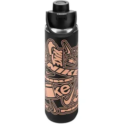 NIKE SS Recharge Chug Graphic Trinkflasche aus Edelstahl - für Kohlensäurehaltige Getränke geeignet - 709 ml 071 - black/black/apricot agate/apricot a