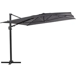 Sonnenschirm Vinovo, aus Aluminium und Polyester, rechteckig, anthrazit, neigbar mit winddichtem Kamin