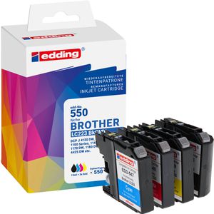 Edding kompatibel für Brother LC-223VAL, ValuePack, schwarz, cyan, magenta, gelb,  Tinte EDD-550