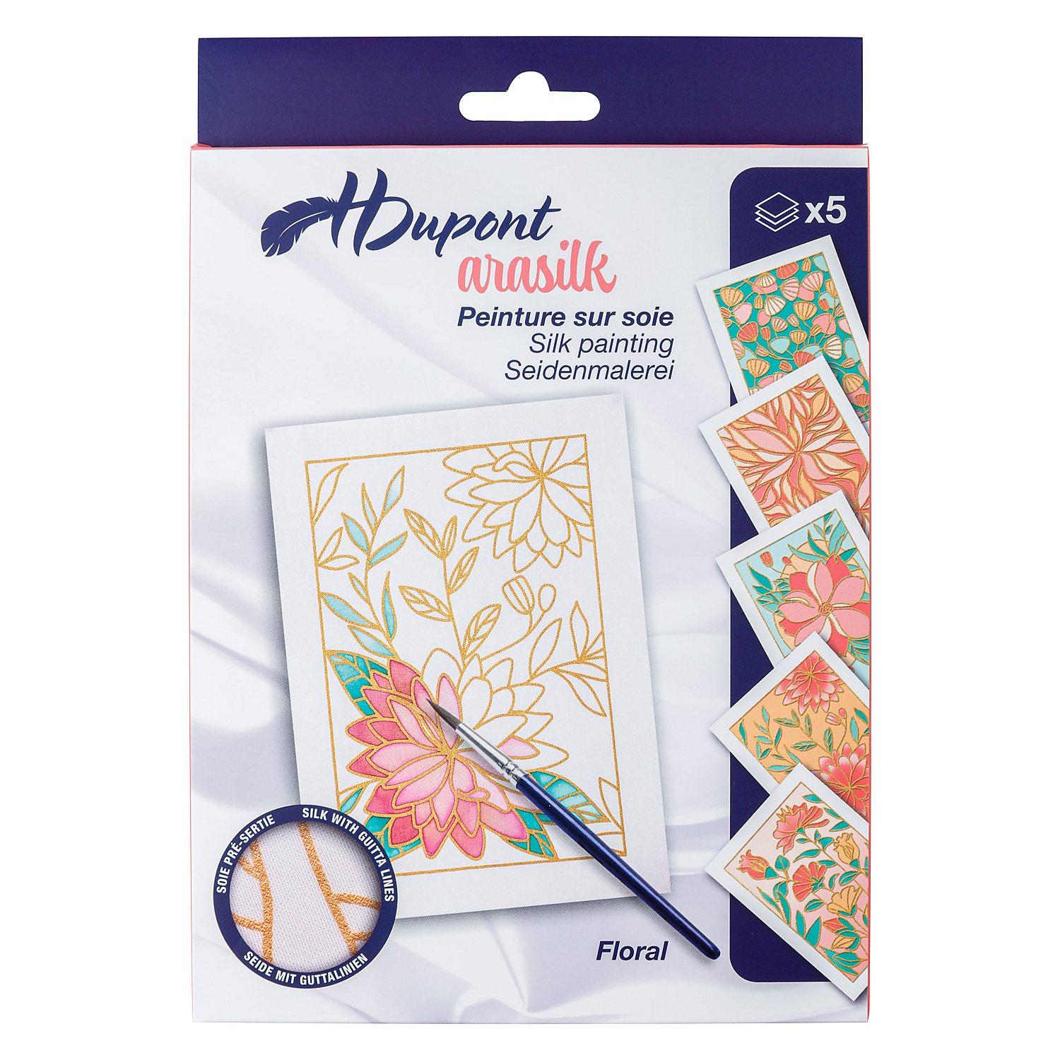 Seidenmalerei Karten-Set "Floral", 5 Stück