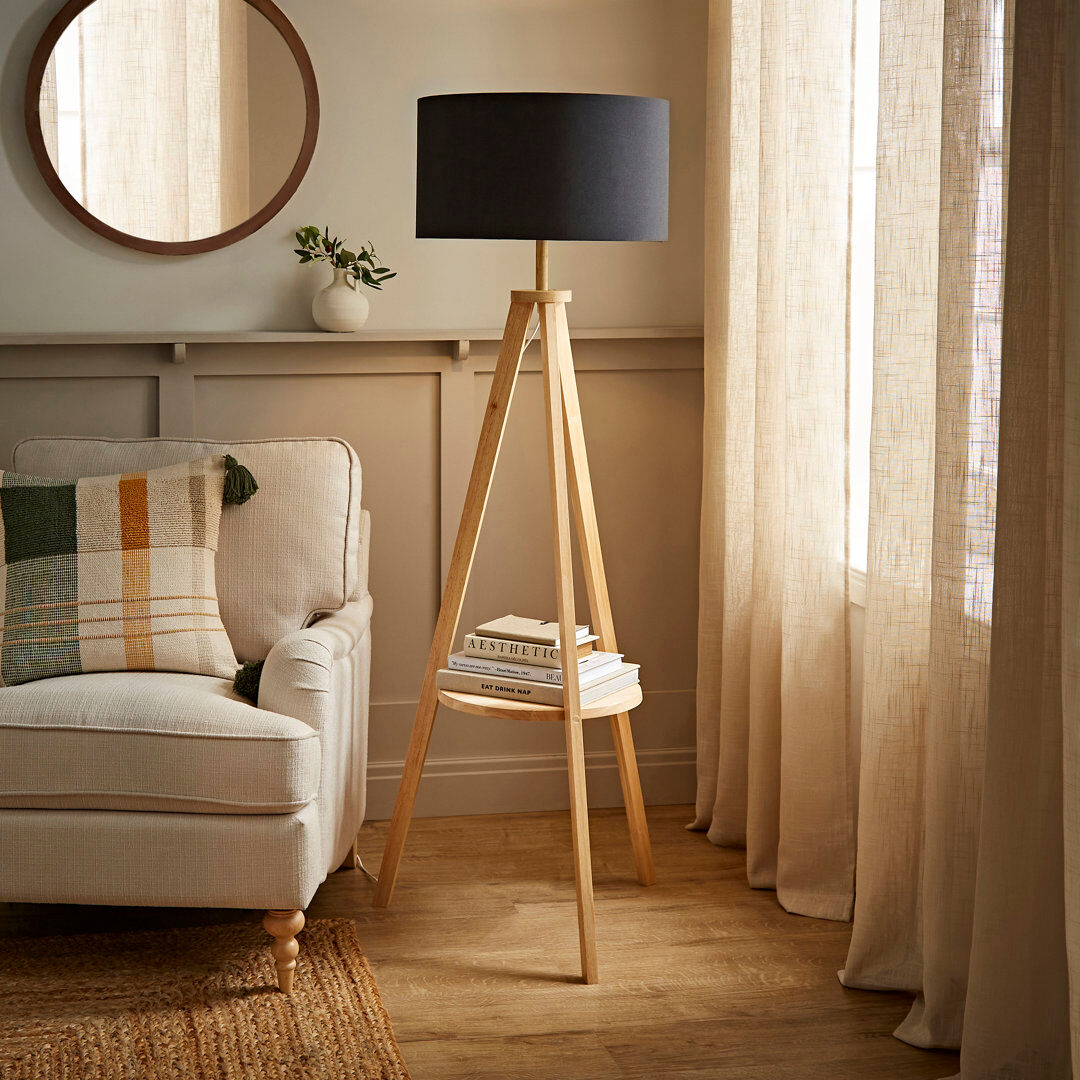 George Oliver 130cm Tripod Floor Lamp Black 130cm H X 14.5cm W X 41.5cm D