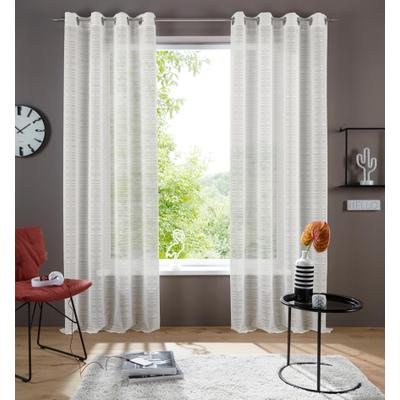 Gardine BRUNO BANANI "Linus, 1 Stück, Ösen, halbtransparent, eingewebte Querstreifen" Gr. 2, weiß, B:130cm H:175cm, Polyester, Gardinen, Gardine, 1 Schal, eingewebte Querstreifen