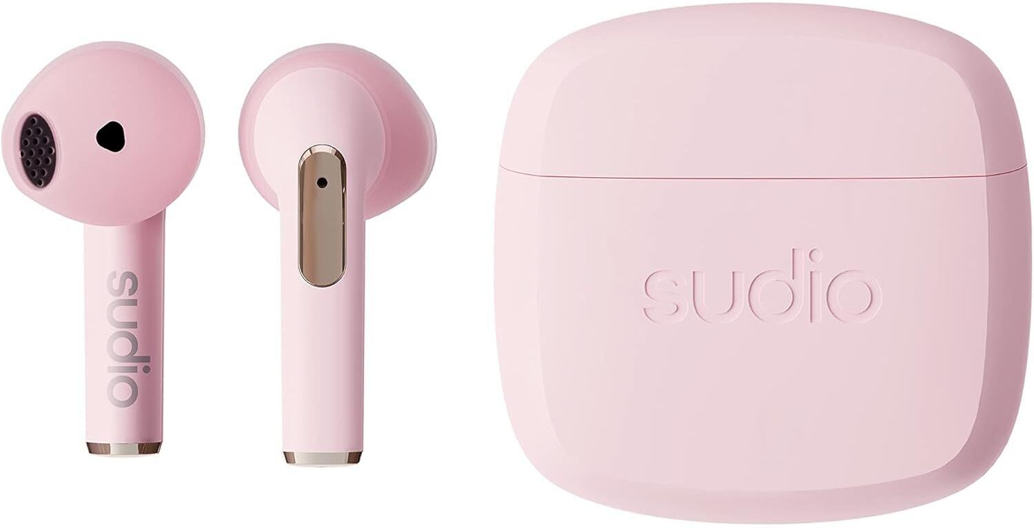 Sudio N2 Wireless Open-Ear Headphones – Bluetooth, 30H Battery, Mic, Multipoint, IPX4, USB-C - Dusty Pink, New