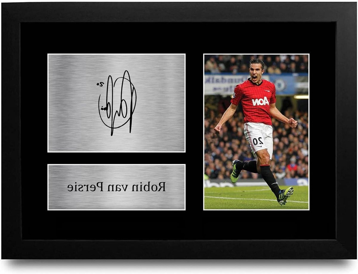 Ingelijste Voetbal Memorabilia Foto met Replica Handtekening - A4 - Zwart