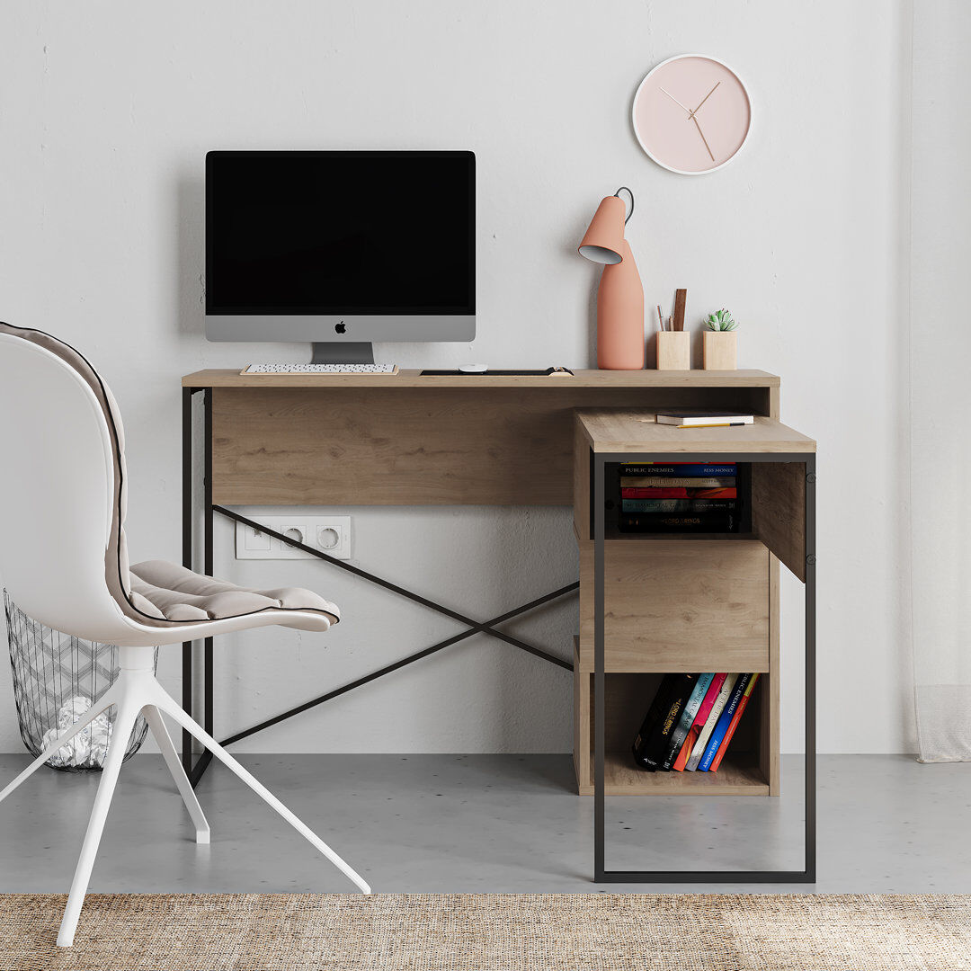 Latitude Run Claverton 110cm Wide Rectangle Writing Desk with Smart Storage Brown