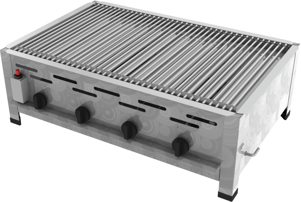 Gasbräter 4-flammig, Piezozündung, thermische Flammüberwachung, hoher Wirkungsgrad, Gastro