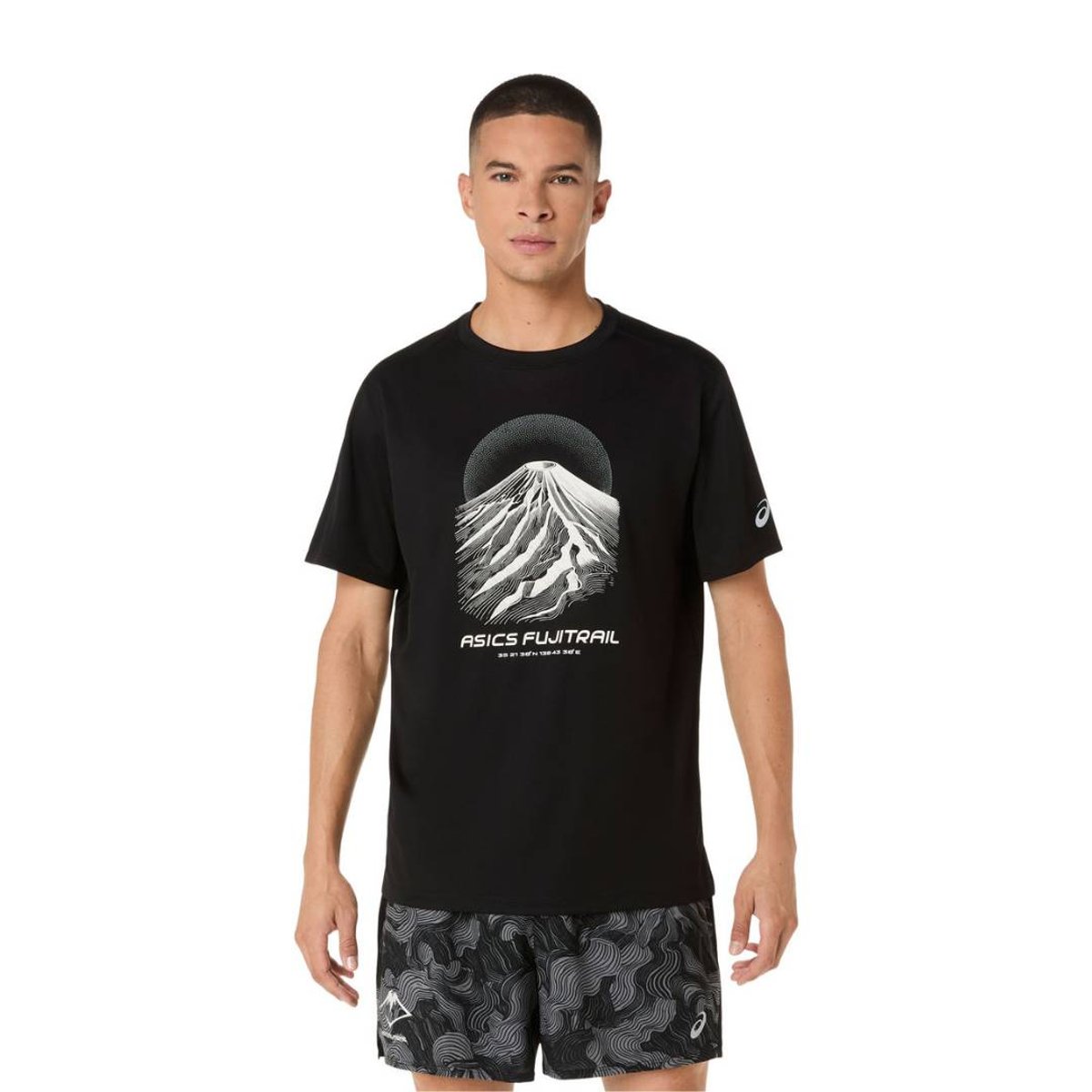 Camiseta Asics Fujitrail Manga Curta Preto Branco, Tamanho S Homem