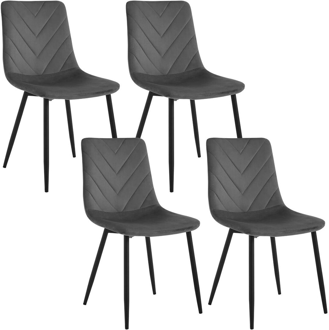 George Oliver Amalia 43.5 cm H Velvet Full Back Side Chair Grey/Brown/Blue 81cm H X 42cm W X 43.5cm D