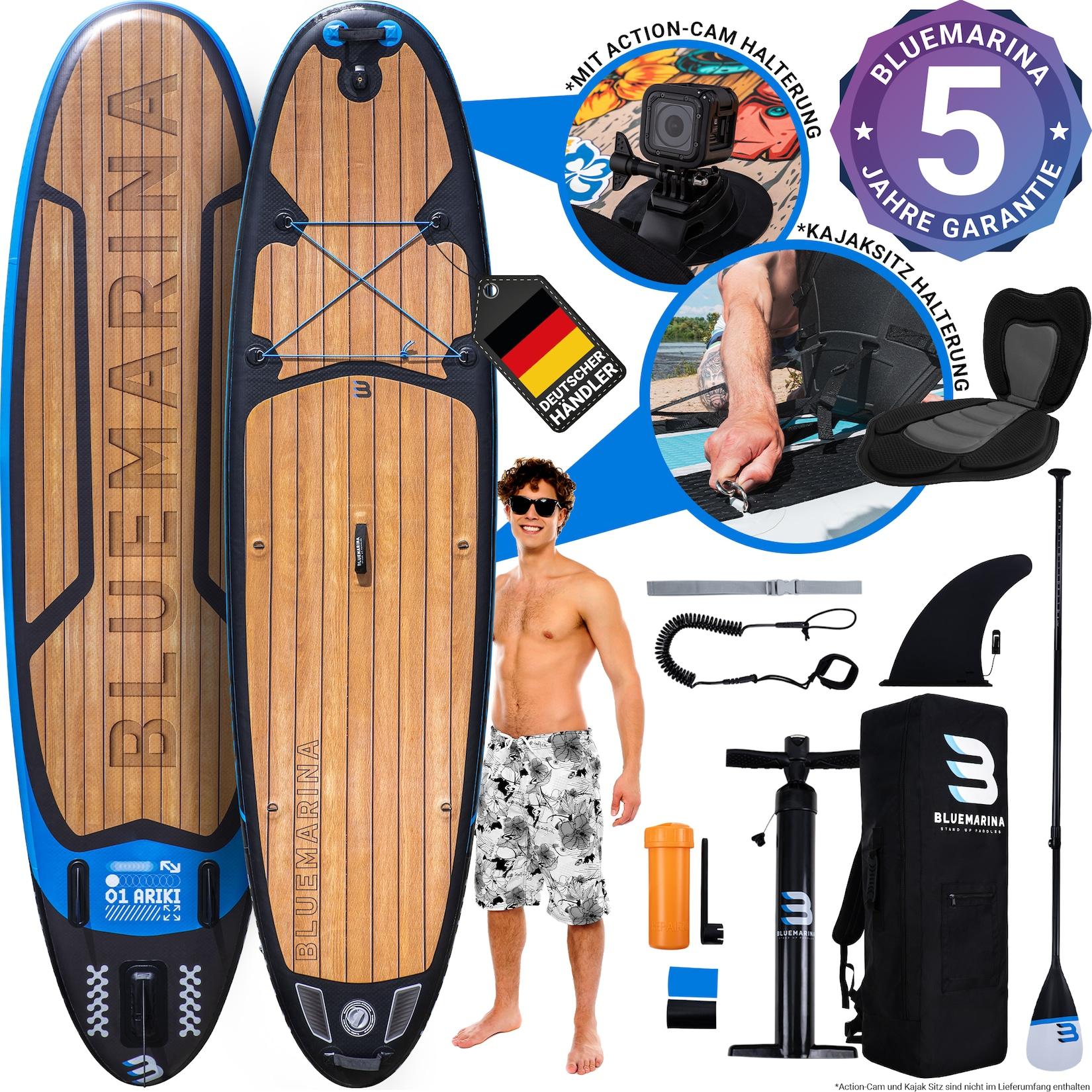 Bluemarina SUP Board Ariki, Stand Up Paddle aufblasbar mit Paddel, Pumpe, Rucksack, 5J Garantie (Black Yacht 2.0, 325x86x16,5cm / 10'8")