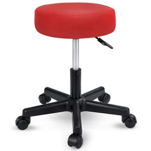 Tresko Drehhocker ABH-007, Kunstleder, mit Rollen, rot
