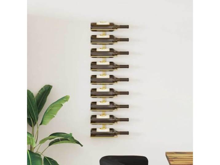 smnyxs Weinregal für 9 Flaschen, Eisen, goldfarben Pulverbeschichtetes Eisen, einfache Montage inklusive, modernes Design für Küche und Bar