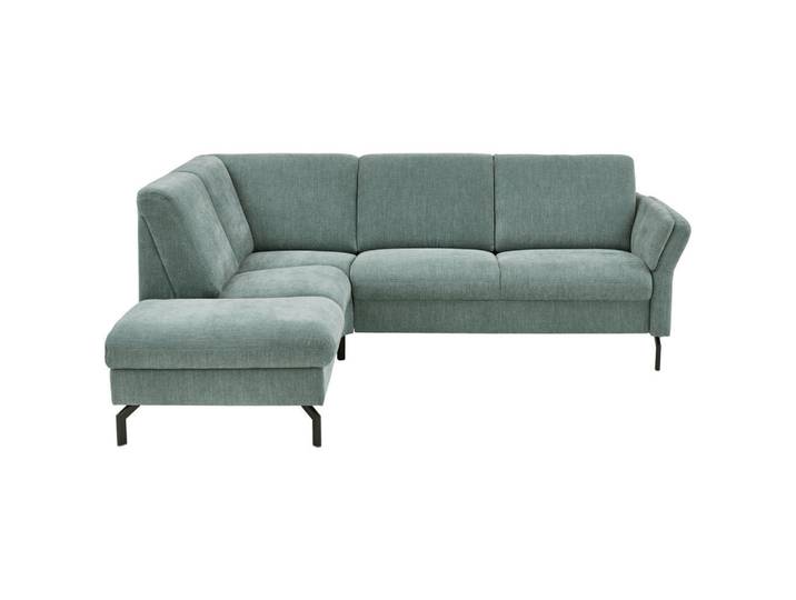 Beldomo Comfort Ecksofa, Blau, Metall, 4-Sitzer, Ottomane links, L-Form, 241x190 cm, Goldenes M, Hocker erhältlich, Armteil links, Wohnzimmer, Sofas & Couches, Wohnlandschaften, Ecksofas