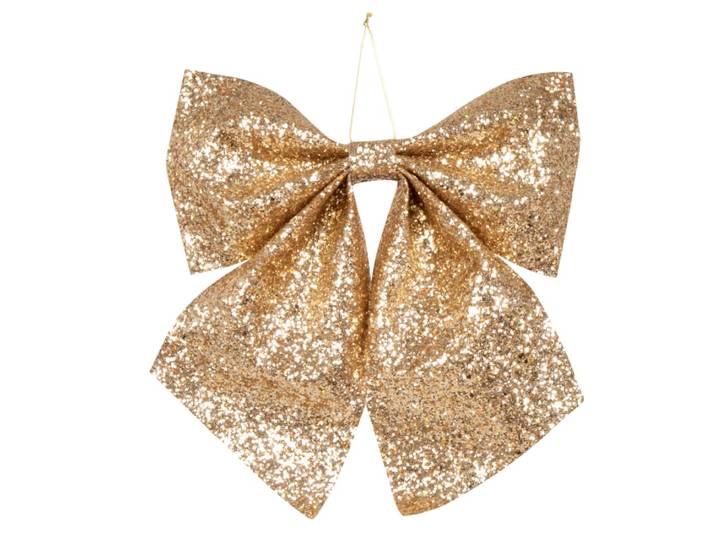 Weihnachtliche Hängedeko Schleife, creme und gold