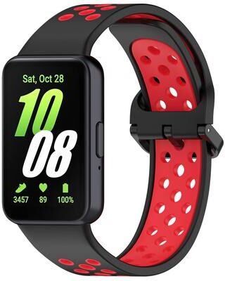 Everyday Crate XDfind Samsung Galaxy Fit 3 Silicone Watch Band Two Color Breathable Watch Strap black Red