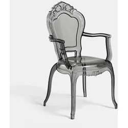 BISCOTTINI INTERNATIONAL ART TRADING Biscottini Polycarbonat-Gartenstühle – Kunststoff-Küchen-Esszimmerstuhl – Moderne Sessel – Schlafzimmersessel mit Armlehnen, Farbe Grau