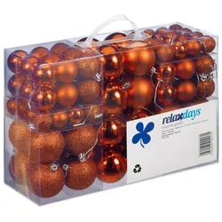 Relaxdays Weihnachtskugeln 100er Set Orange,Silber
