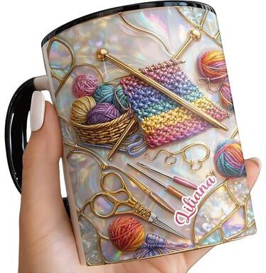 Multisell Products Hub Handcraft Themed Coffee Cup, Knitting Sewing Tools Mug, Office And Home Water Cup, Decorative Item, Perfect Gift d