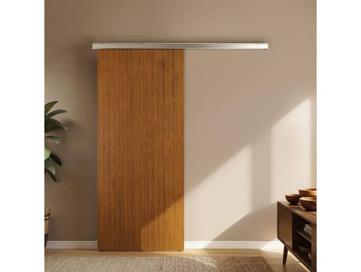 HOMCOM Porte Coulissante 90x210cm PVC Moderne Marron Rail Silencieux
