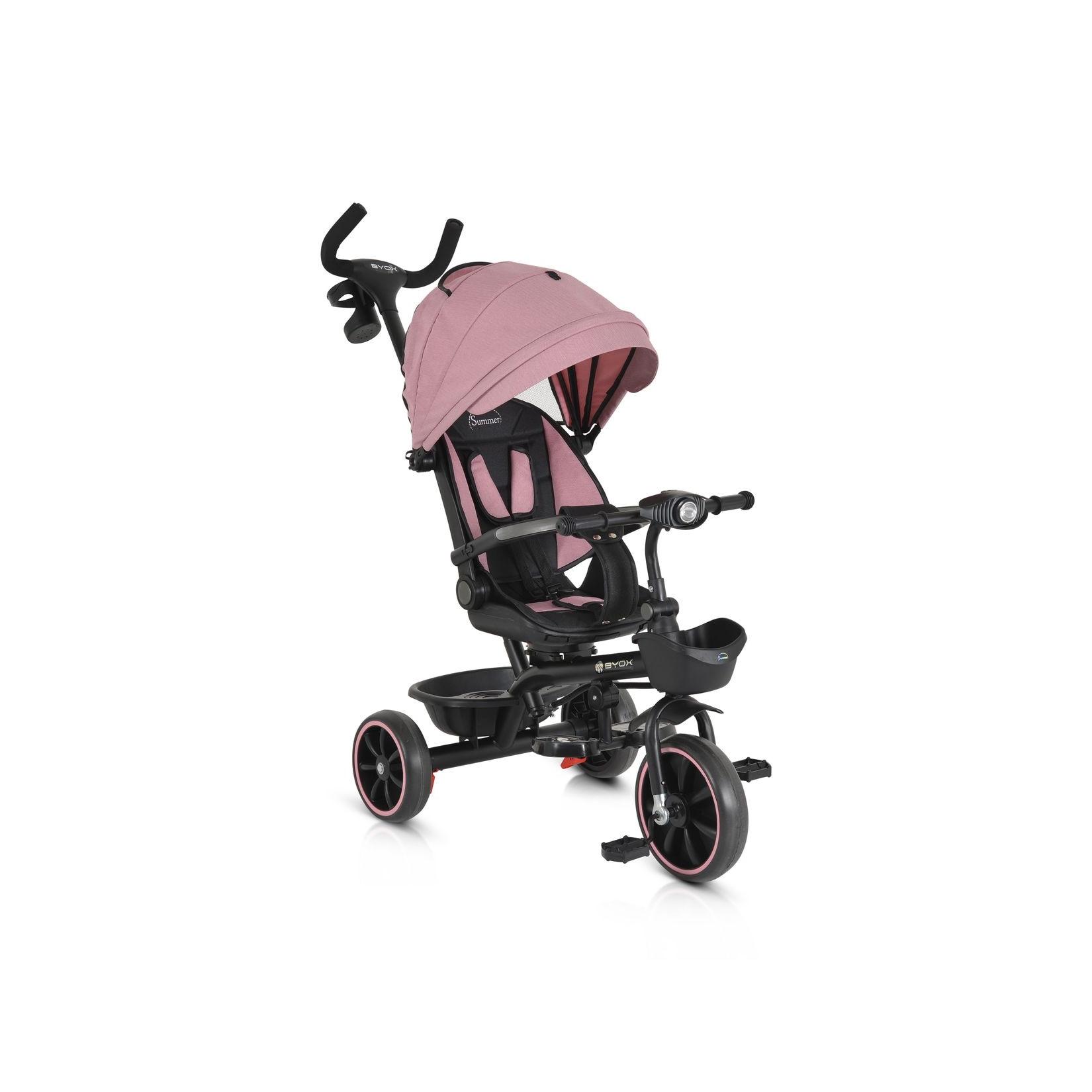 Byox Dreirad, Tricycle Summer, Fußstütze klappbar, Musik, Becherhalter, Körbe rosa