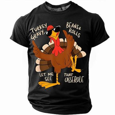 Lustiges Herren Thanksgiving T-Shirt Kurzarm Grafik Truthahn Feinschmecker Soße Auflauf Design
