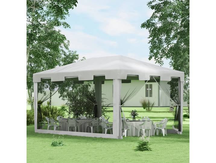 Outsunny Pavillon Pliable 3x3m Résistant Intempéries Blanc