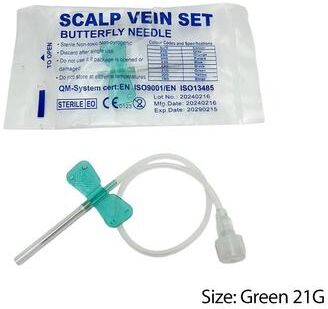 Inspired Living 50 Pack Disposable Butterfly Veterinary Infusion Needles For Pets green 21g