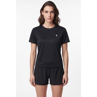 Trainingsshirt HUMMEL "HMLPULSE TRAINING W T-SHIRT S/S", Damen, Gr. L, schwarz, Obermaterial: 100% Polyester, normal, Shirts, reguläre Passform, atmungsaktives Interlock-Material