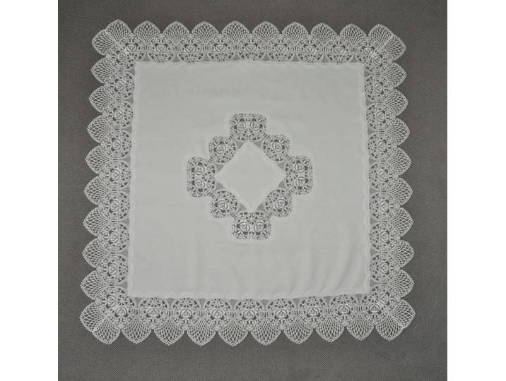 Mitteldecke STICKEREIEN PLAUEN Tischdecke Rosenzauber Gr. 1, beige (sekt), B:85cm L:85cm, Polyester, Tischdecken, Mitteldecke, Plauener Spitze, Made in Germany