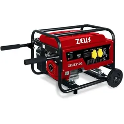 Zeuz, Stromgenerator, Benzingenerator – – 3000 W – 9 Stunden Laufzeit – 4-Takt-Motor – Einphasig – AVR-System – Rot (3000 W)