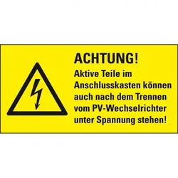 Aufkleber I Warn-Kombischild Achtung! Aktive Teile können..., RoHS konform, Folie, 74x37mm, ASR A1.3, DIN EN ISO 7010 W012