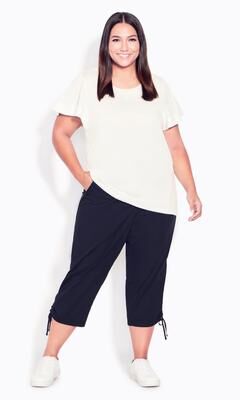 Plus Size Women's Cotton Cinch Capri by Avenue in Black (Size 28)
