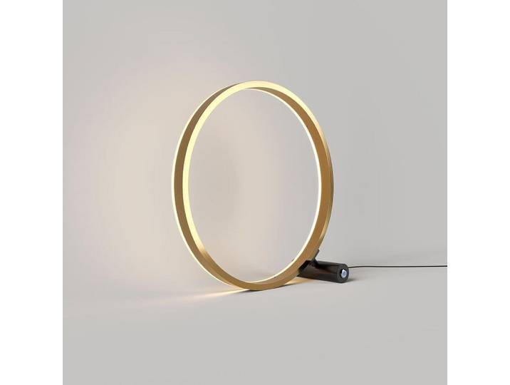 s.luce Led-Tischlampe Ring Direkt/Indirekt Schwarz/Gold Ø 40cm, Schwarz, Goldfarben, Metall, Rund, LED integrated, 40x40x3.3 cm, Lampen & Leuchten, Innenbeleuchtung, Tischlampen
