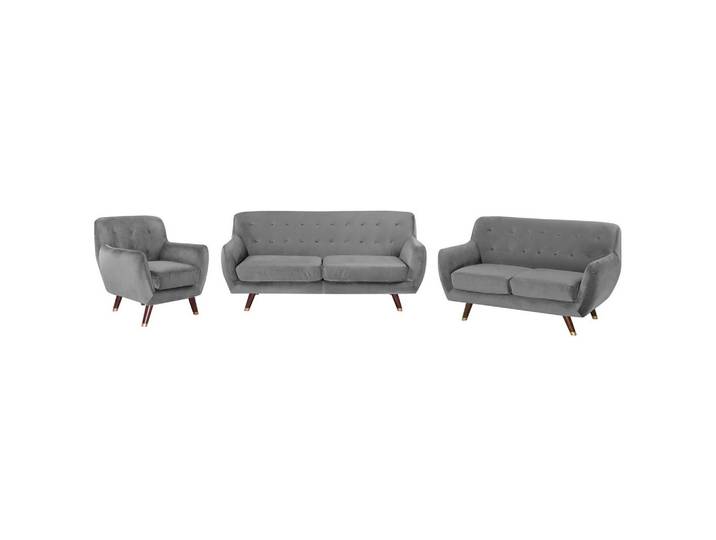 SOFA-SET 6-sitzer Samtstoff Grau Bodo