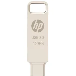 HP 128GB x206c OTG Type-C Metal Flash Drive (128 GB, USB-A, USB-C), USB Stick, Silber