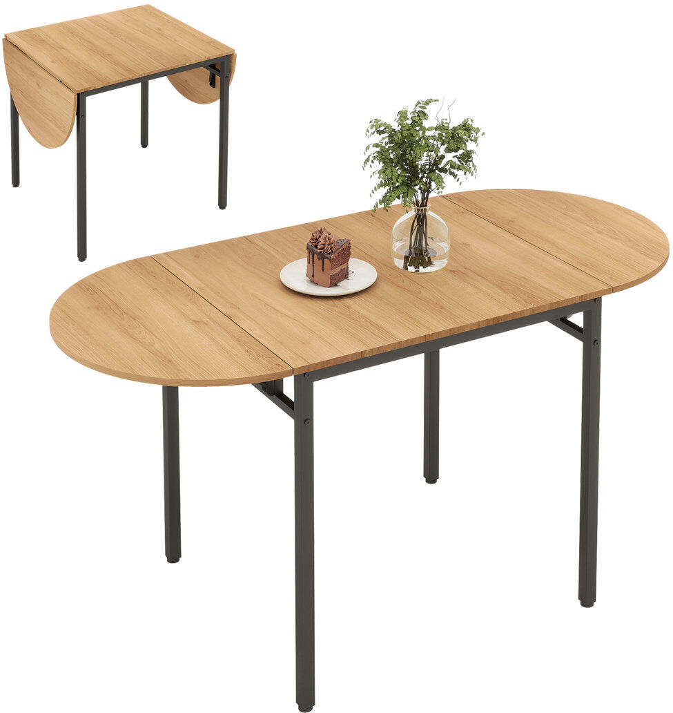 Brayden Studio 80-140cm Extendable Dining Table for 2-4 People, Wooden Kitchen Desk, Space Saving, Modern Natural Wood