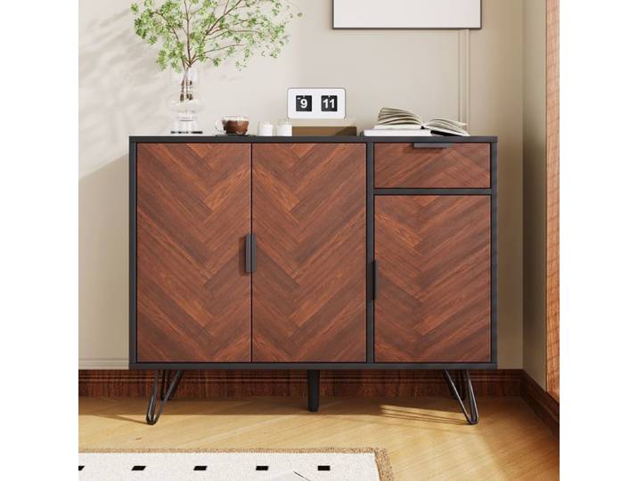 Buffet Armoire moderne salle a manger Petite armoire armoire en bois 90 x 71.5 x 30 cm Bois original + Noir