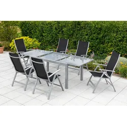Gartentisch ausziehbar Semi Metall/Glas Grau L: 180-250 cm